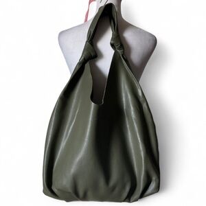 Elizabeth and James Olive Green Vegan Leather Stella Knot Oversized Hobo Bag